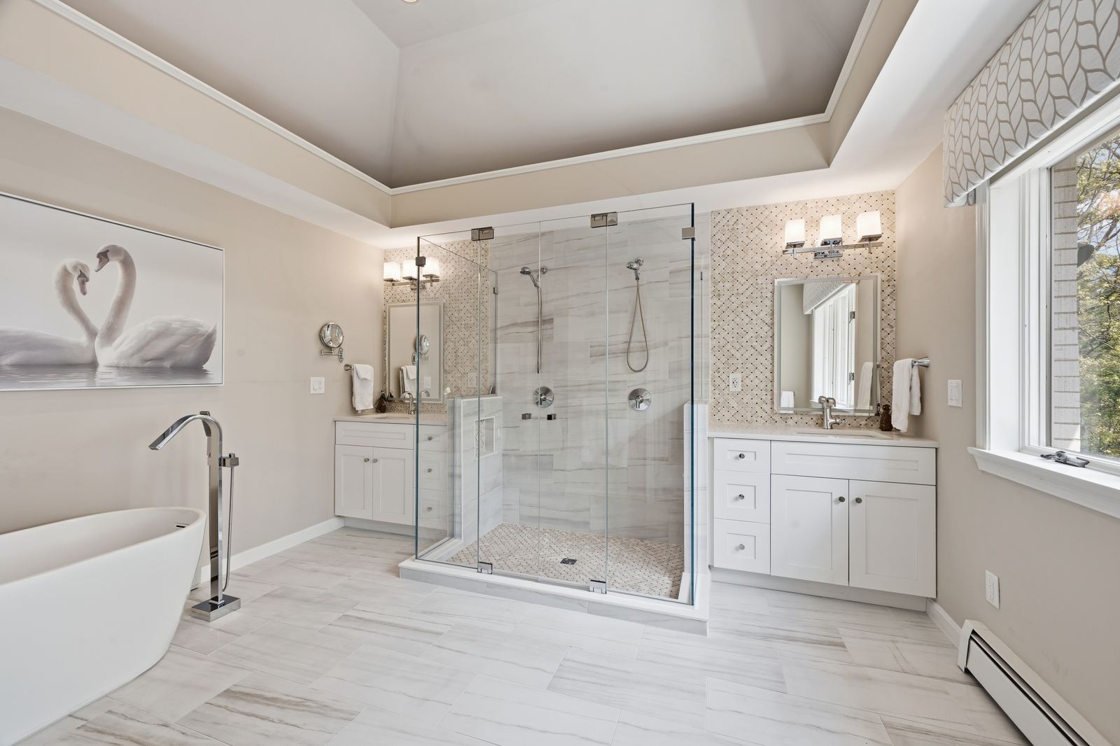 Bathroom with freestanding tub